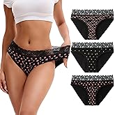 INNERSY Period Underwear for Women Cotton Lace Leakproof Menstrual Hipster Panties Bikini Briefs 3-Pack