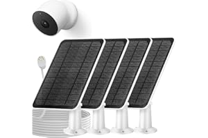XXINGEM Solar Panel Charger Compatible with Google Nest Camera Outdoor or Indoor (Battery Version), 5V 4W Output 13ft Charging Cable Adjustable Aluminum Alloy Mount, IP65 Weatherproof (4 Pack)