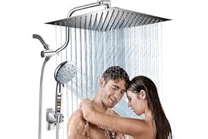 Cobbe 12 Inch All Metal Rain Shower Head 3-Way, High Pressure Shower Head Combo, Dual Shower Heads with Handheld Spray- Upgra