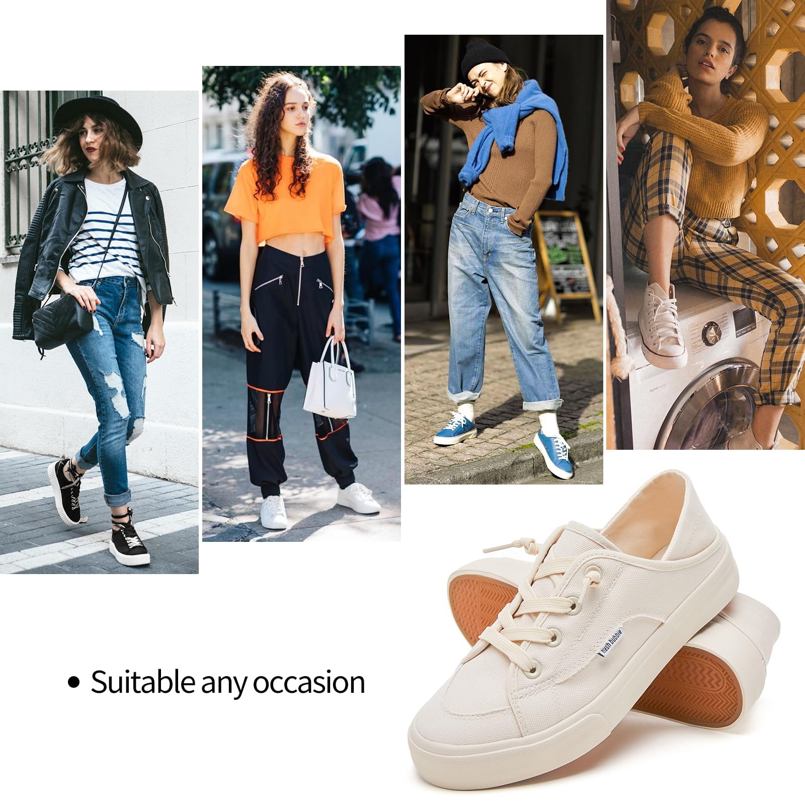 hash bubbie Women's Slip on Shoes Canvas Shoes Non Slip Fashion Sneakers for Women Low Top Loafers