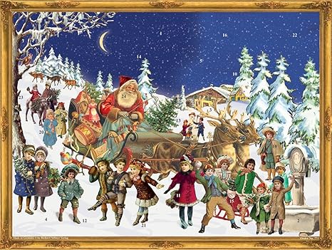 Amazon リチャード セルマー社製 Victorian Christmas Sleighing Santa ドイツアドベントカレンダー 約10 5x14インチ 771 B インテリア オンライン通販