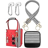 Toykee Bag Strap Charms Crossbody for Bogg Bag Accessories - Stripe Shoulder Strap Neoprene Luggage Handle Wrap for Suitcase & 2 Key Holders Black