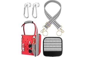 Toykee Bag Strap Charms Crossbody for Bogg Bag Accessories - Shoulder Strap Neoprene Luggage Handle Wrap for Suitcase & 2 Key Holders Black Stripe