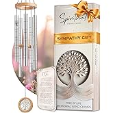 Tree of Life Memorial Wind Chimes for Loss of Loved One - Beautifully Packaged Memory Tree Windchimes in Memory of a Loved One - Sympathy Wind Chimes with Sympathy Card & Floral Keepsake (32" Size)