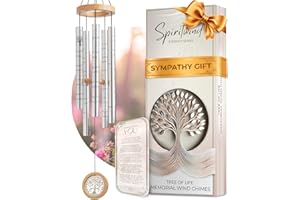 Tree of Life Memorial Wind Chimes for Loss of Loved One - Beautifully Packaged Memory Tree Windchimes in Memory of a Loved On