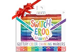 Ooly 12 Pack Sparkle Switch-eroo Color Changing Markers, Dual Tip Markers for Kids, Double Ended Chisel Tip Marker Set Great for Art Supplies, Drawing and Stationery Sets