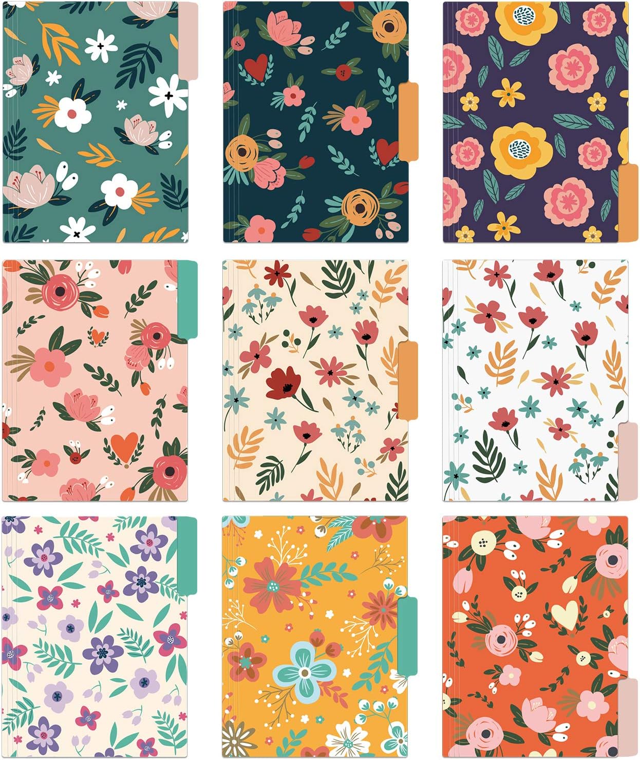 EOOUT 18 Pack Cute File Folders Decorative File Folders Floral Folders Letter Size Colored File Folders, 1/3-Cut Tabs, 9.5 x 11.5 Inches, for Office, School, Home : Office Products