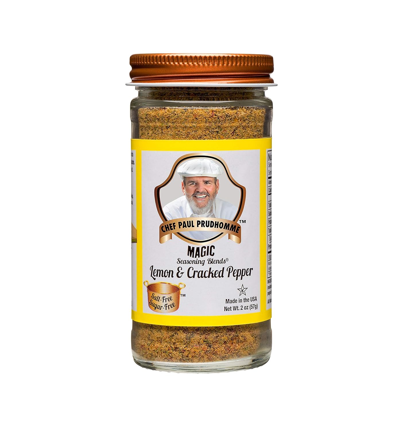 Chef Paul Prudhomme's Magic Seasoning Blends No Salt & No Sugar, Lemon and Cracked Pepper, 2-Ounce