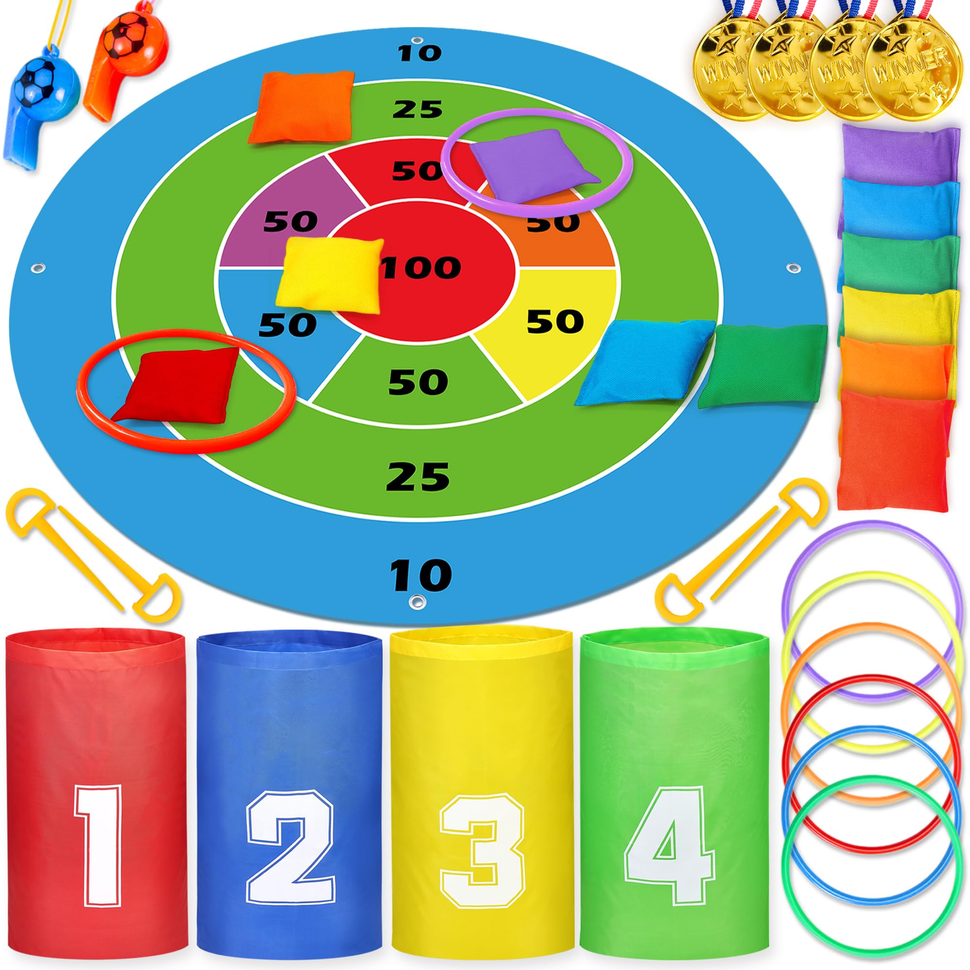 Lubibi Sports Day Kit - Outdoor Games Set with Potato Sack Race Bags & Traditional Lawn Games for Kids & Adults