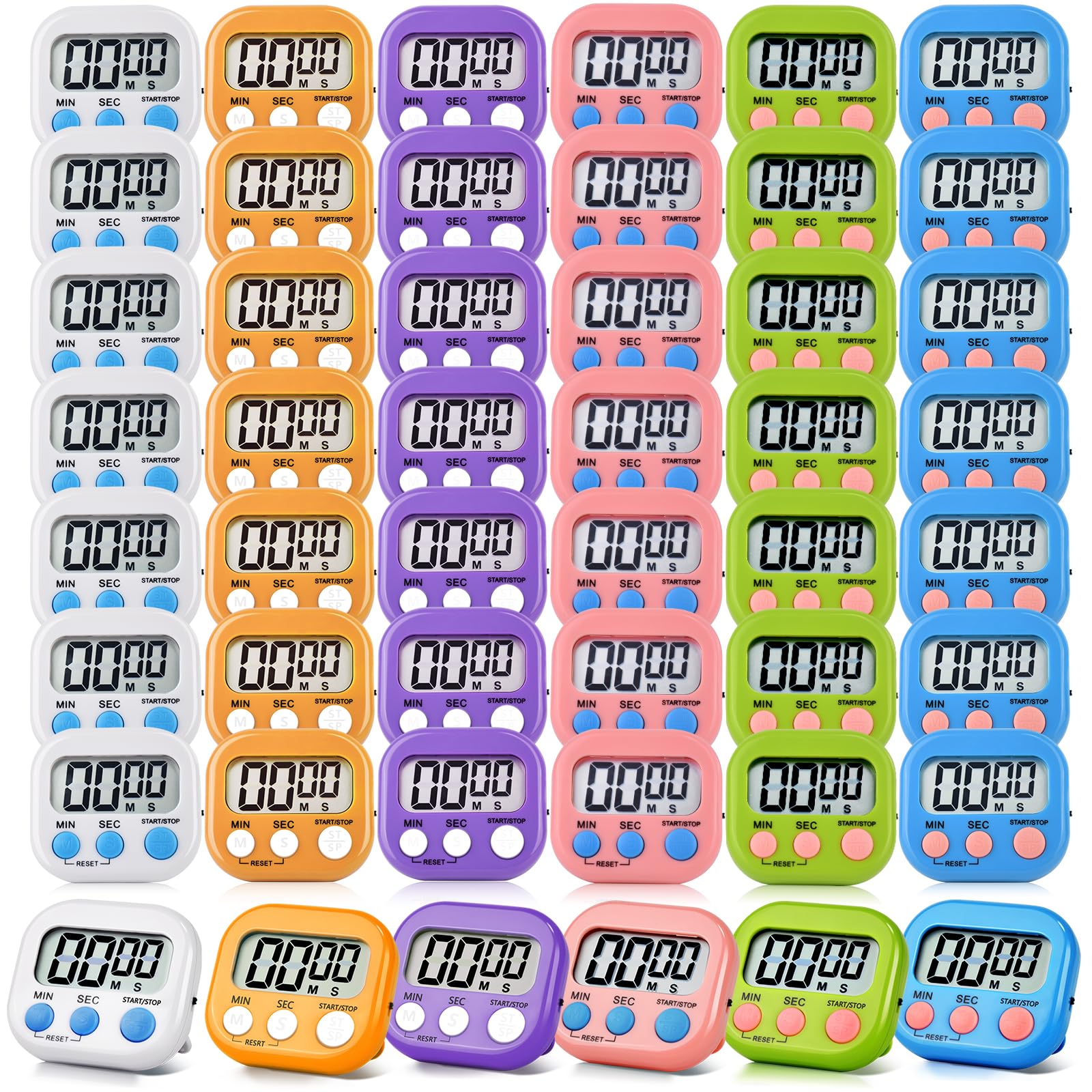 Photo 1 of 48 Pack Digital Kitchen Timer Magnetic Digital Timer with Big Display Loud Ring Cooking Timers for Kitchen Electronic Timer for Cooking, Bathing, Gym, Break Time, Classroom(6 Color)