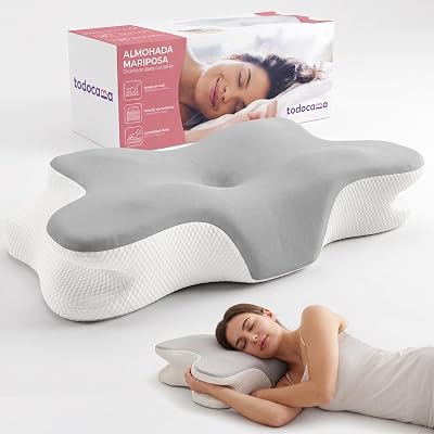 Almohada Cervical Viscoelástica, Ergonómica para Cervicales y Cuello, Reduce la Tensión y Alivia el Dolor, Funda Antiácaros Extraíble y Lavable, 60x40 cm