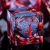 ARUOHHA Liquid Core DND Dice Set, Blood Sharp Edged Dragons Dice Compatible with D&amp;D RPG Role Playing Games, Resin Blood Red Polyhedral Dungeons D and D Dice with Gift Box D20 D12 D10 D8 D6 D4