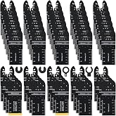 Bionso 55PCS Oscillating Saw Blades, Professional Universal Titanium Multitool Blades for Wood Plastics Metal, Quick Release Multi Tool Kits Fit Dewalt Ryobi Milwaukee Rockwell Fein Makita