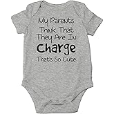 CBTwear My Parents Think That They Are in Charge Baby Bodysuit Funny Infant Outfit Unisex Humor Romper