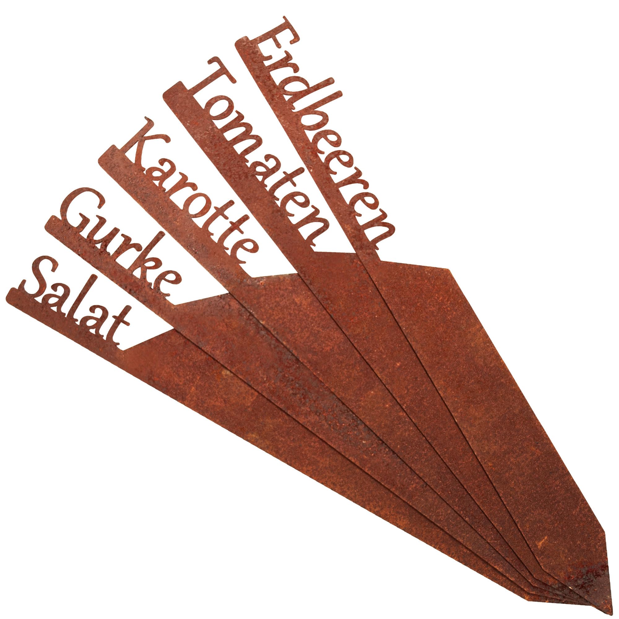 EXTRAVAGANT® Garden Stake Set "Fruit & Vegetables" Garden Decoration Garden Sign Plant Stake Metal Steel Rust Patina Weatherproof for Garden Bed Rust Stake Garden Sign