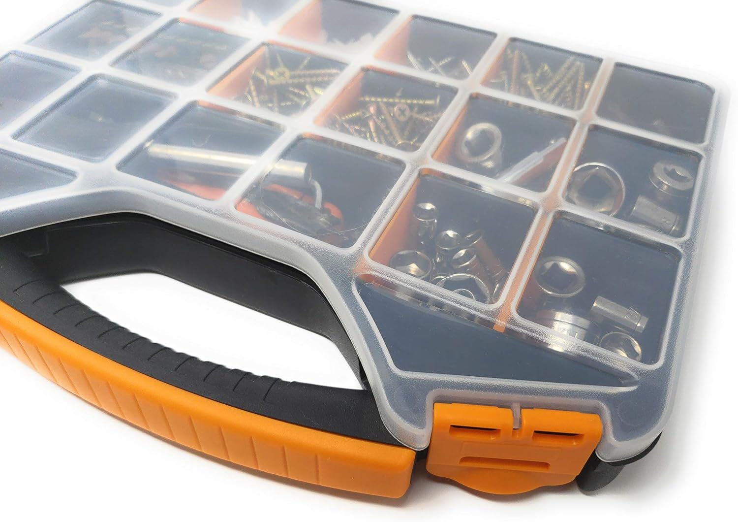 Massca Hardware Box Storage. Hinged Box Made of Durable Plastic in a Slim Design with 18 compartments. Excellent for Screws Nuts and Bolts. - - 