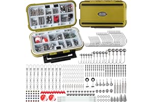 TRUSCEND Widely Used Fishing Tackle & Accessories Kit, Fishing Tackle Box with Tackle Included, Fishing Sinker Weight Hook Swivels Snap Leader Lures, Giftable Beginner Fishing Lures/Gear Set