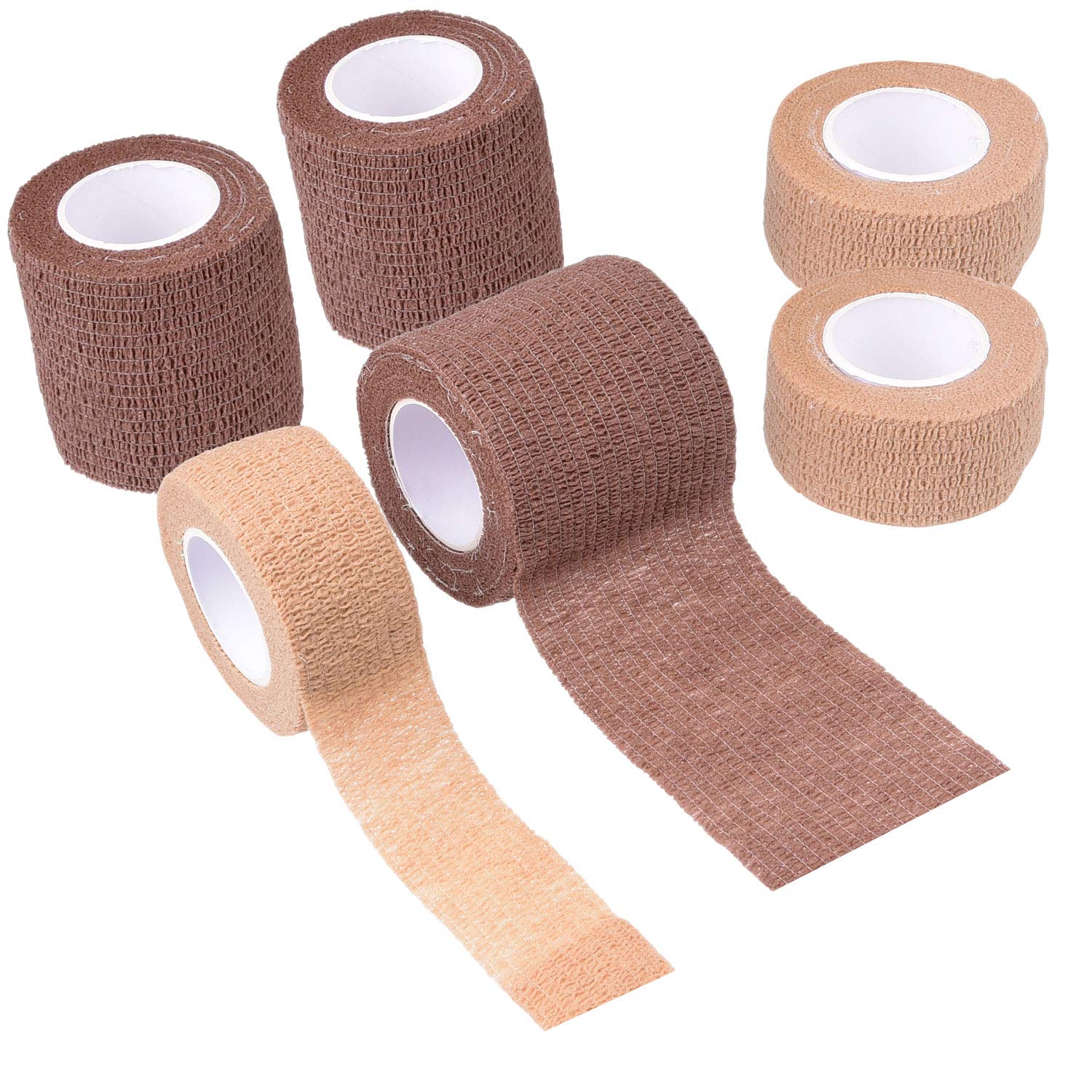 Self Adhering Bandage - Sport Injury Wrap Tape - Pack of 6 - Supports Muscles and Joints - Easy to Apply and Tear - Does not Stick to your Skin - Elastic, Water Repellent, Breathable - Relieves Stress