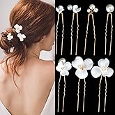 Chanaco Wedding Hair Accessories Bridal Hair Pins 7Pcs Gold Hair Pieces for Brides Flower Pearls Hairpins for Women Bridesmaid Prom Engagement Gifts