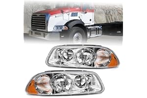 Headlight Assembly Fit for MACK GU5 GU7 GU8 CT713 GU813 CX CXN CXU CTP Semi Trucks, Pair of Chrome Headlamp Left/Driver & Rig