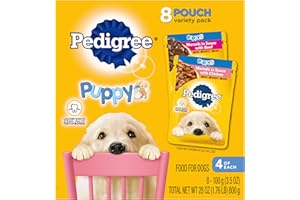 Pedigree Puppy Soft Wet Dog Food 8-Count Variety Pack, 3.5 Oz Pouches, 8 Count (Pack of 1)