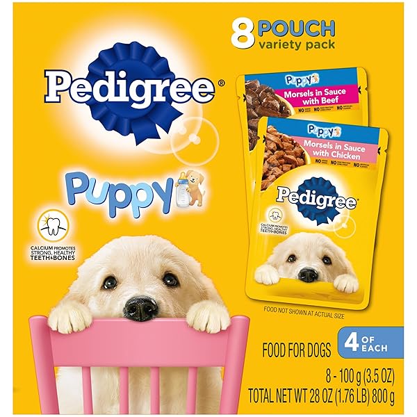PEDIGREE PUPPY SOFT WET DOG FOOD 8-COUNT VARIETY PACK, 3.5 OZ POUCHES, 8 COUNT (PACK OF 1)