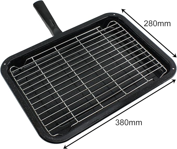 SPARES2GO Small Grill Pan, Rack & Detachable Handle for Hotpoint Oven
