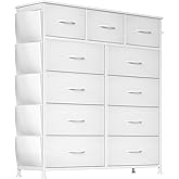 CAIYUN Chest of Drawers, 11 Drawers Tall Dresser for Bedroom with Side Pockets and Hooks, Storage Units, TV Dresser for Livin