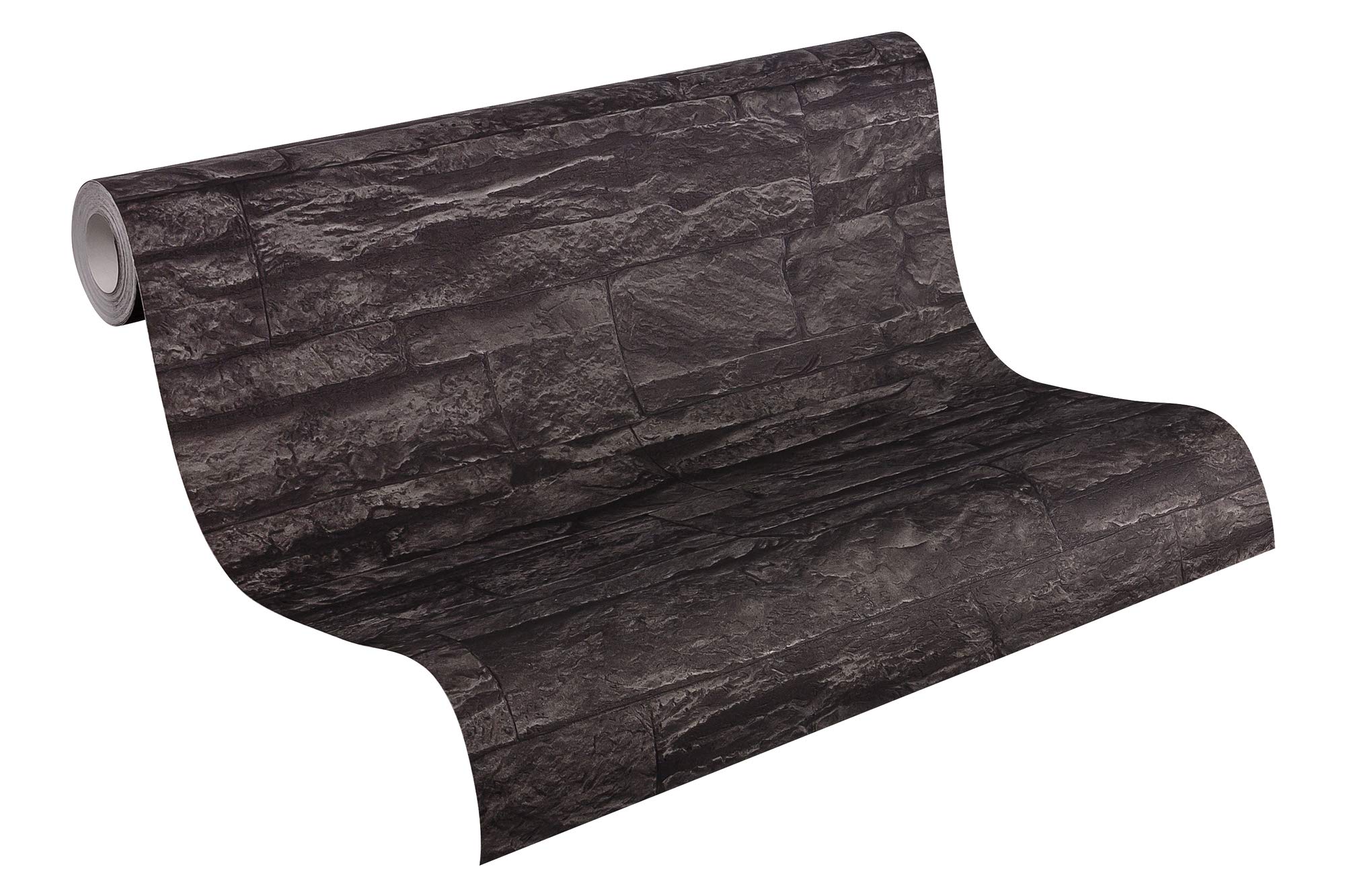 A.S. Creation Non-woven wallpaper Best of Wood and Stone 2nd Edition Natural Stone Wallpaper 10.05 m x 53 cm Grey Black Made in Germany 707123 7071-23, multi-colour