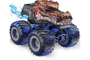 AUUGUU Remote Control Monster Trucks, 2.4GHz All Terrain RC Cars with Light Spray, Birthday Gift for Kids 3 4 5 6 7 8, Toddler Toys for Boys Girls 3+ Year Old