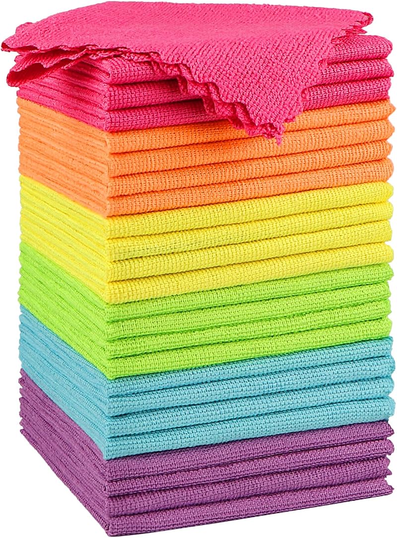 Orighty Microfiber Cleaning Cloths 24 Pack 12x12 Inch Lint Free 87/13