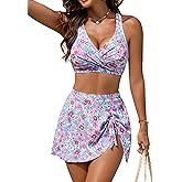 Blooming Jelly Womens High Wasited Bikini Sets Color Block Tummy Control Swimsuits Tie Knot Two Piece Bathing Suits