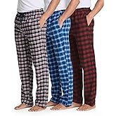 Real Essentials 3 Pack: Men's Soft Cotton Flannel Pajama Pants PJ Lounge Bottoms Elastic Waist Pockets (Big and Tall)