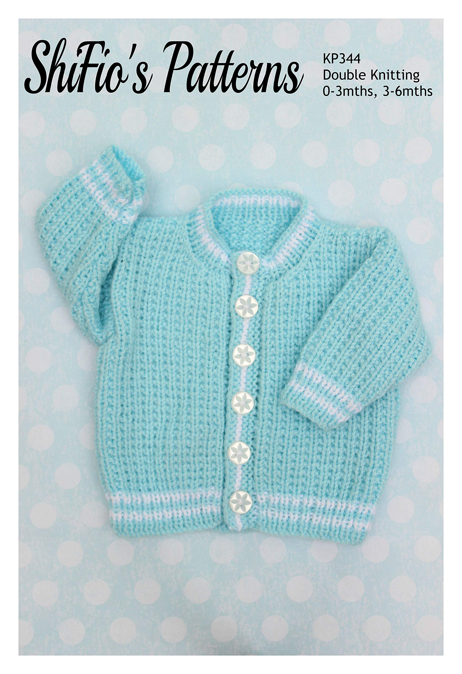 Knitting Pattern for Baby Cardigan, Round Neck Baby Knitting Pattern, Double Knitting Baby Pattern, 0 to 3 Months -18", 3 to 6 Months - 20" Chest, Double Knitting, KP344