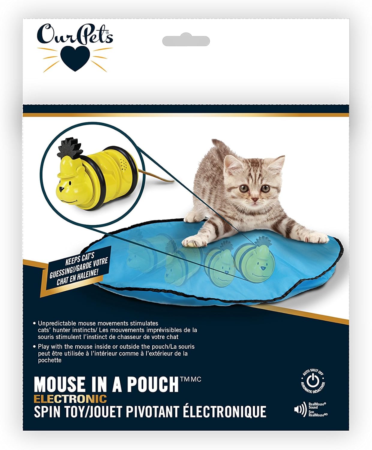 mouse in a pouch cat toy
