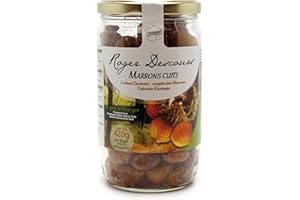 ROGER DESCOURS Concept Fruits Whole Roasted French Chestnuts - Peeled, Ready-to-eat, Steamed - Product of France - 14.8 oz Jar