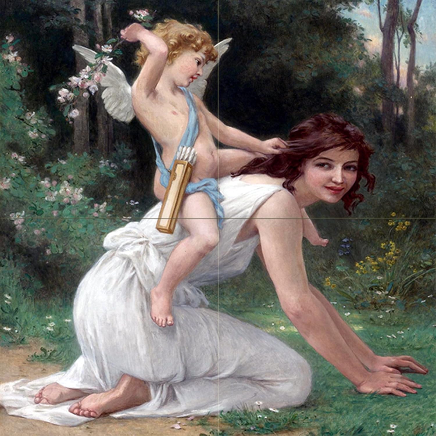 VENUS AND CUPID G. Seignac girl angel Tile Mural Backsplash Art Marble Ceramic - Picture 2 of 23