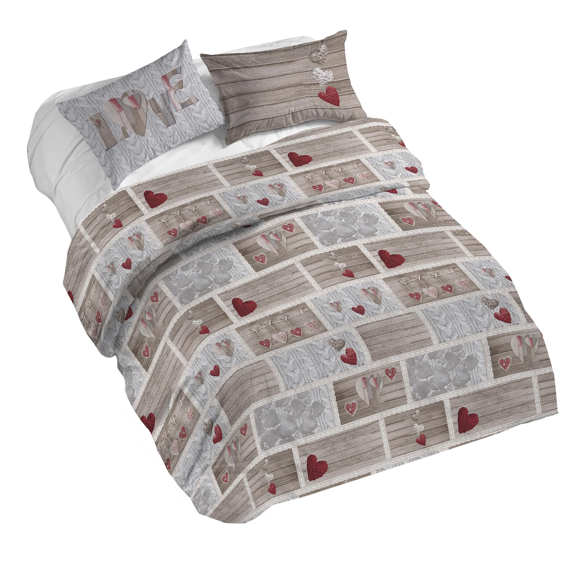 PENSIERI DELICATI Duvet Cover, Cotton, Shabby in Love Red, Queen-Size Bed — image 1