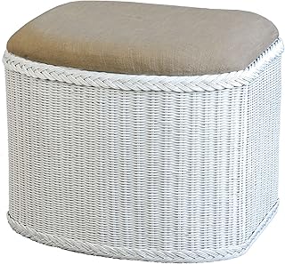 korb.outlet Rattan Wäschekorb Wäschetruhe in der Farbe Weiss mit gepolsterten Sitz Großer Heller Wäschesammler/Sitztruhe Natur-Rattan Badhocker/Sitzhocker