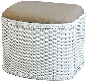 korb.outlet Rattan Wäschekorb Wäschetruhe in der Farbe Weiss mit gepolsterten Sitz Großer Heller Wäschesammler/Sitztruhe Natu