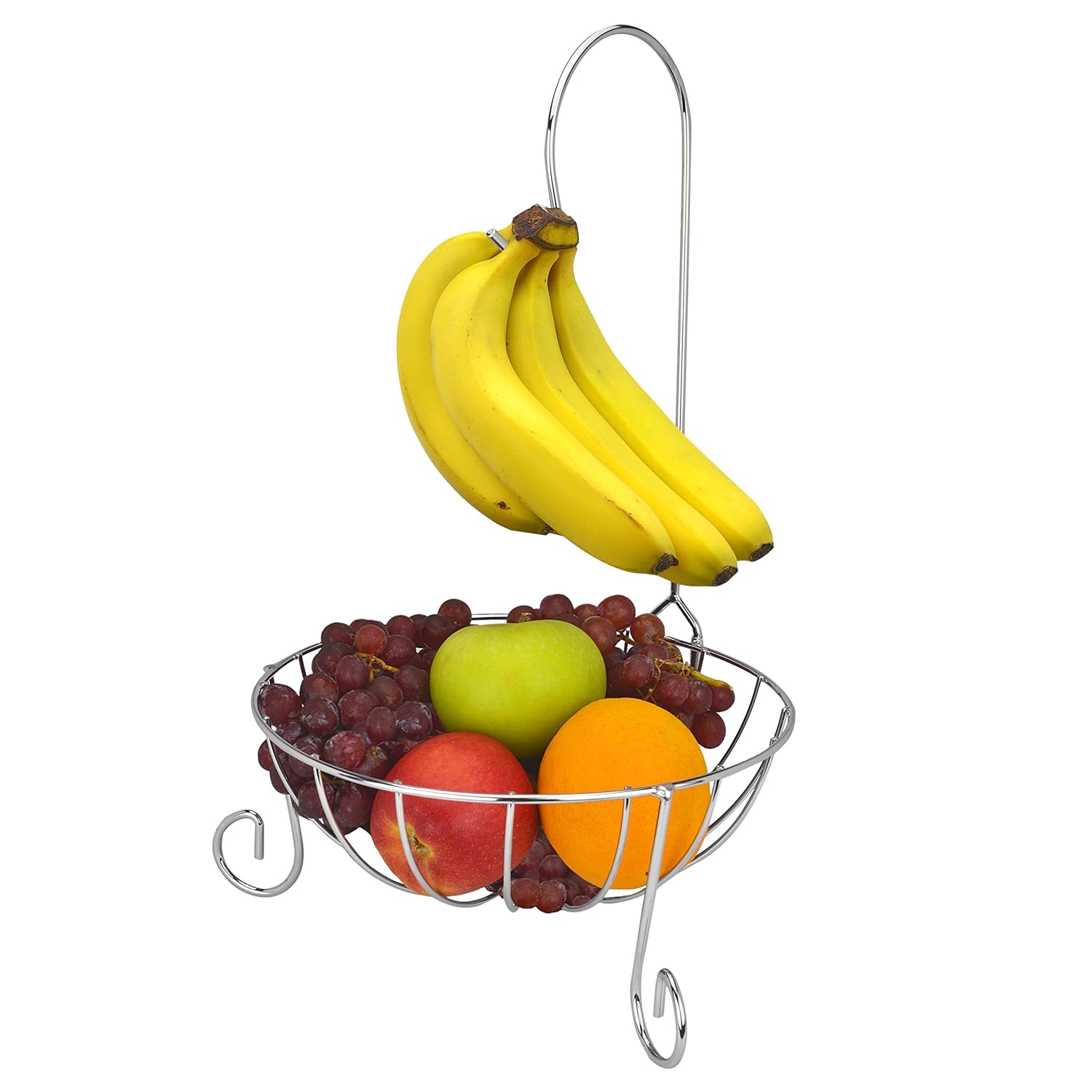 Deluxe Chrome Silver Finish Fruit Basket Holder Stand w