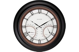 AcuRite 24” Illuminated LED Large Outdoor Decorative Clock with Thermometer and Hygrometer Combo (75022M), Copper