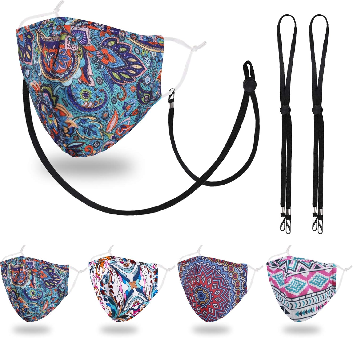 4 Packs Cotton Face Mask with Nose Wire, 3D Shape, Adjustable Earloop, Washable and Reusable : Clothing