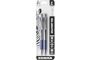 Zebra Pen F-301 Ballpoint Blue Ink Fine Point 0.7mm Pen, Easy-Glide Ink, Stainless Steel Retractable, Non-Slip Grip, Professi