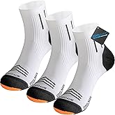 Fauzauk Mens Ankle Running Socks Coolmax Cushion Compression Socks Anti-Blister 3 Pairs Athletic Sock for Runners Hiking Basketball Size 9-13
