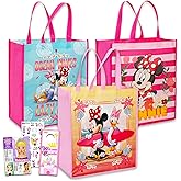 Disney Minnie Mouse Tote Bag Set - Reusable Bundle Includes 3 Minnie Mouse Totes, Create-A-Face Sticker Book, More | Minnie Mouse Reusable Bags