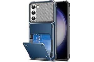 COOYA for Samsung S23 Case Wallet 5 Credit Card Holder Slot Flip Cover Galaxy S23 Wallet Case Back Pocket Dual Layer Protective Hard Shell TPU Rubber Bumper for Samsung Galaxy S23 6.1 Navy Blue