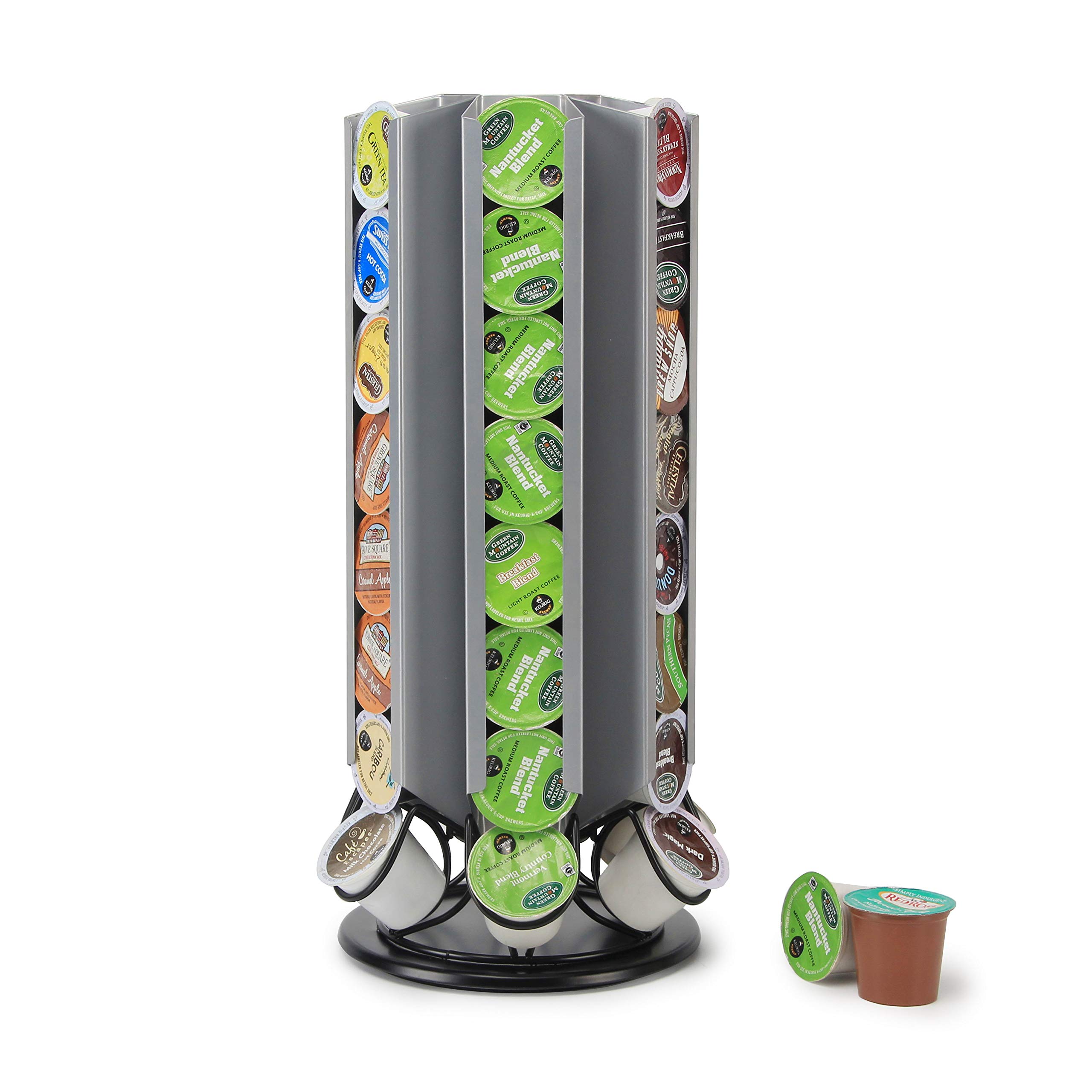 Photo 1 of FlagShip K Cup Carousel Rack K Pods Storage for Keurig K-Cup Pods, 360 Degree Pods Storage Holders Stand 48 Pods K Cups (Silver Black)