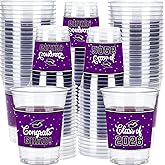 dunfack 100 Pcs 12oz Graduation Cups Class of 2026 Disposable Graduation Plastic Cups, 2026 Grad Party Cups for Congrats Grad, Class of 2026 Celebration Party Supplies Tableware