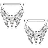 Melighting Butterfly Nipple Rings 14G Nipple Piercing 316L Stainless Steel Nipple Clicker Nipple Jewelry Clear CZ Nipple Piercing Jewelry For Women 14 mm